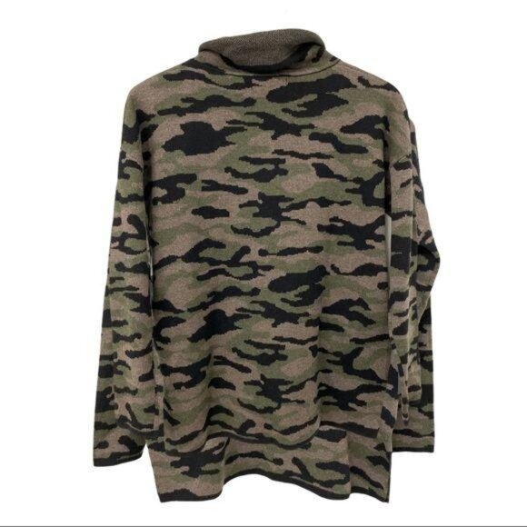 Rachel Zoe Camo Print Fold-Over Neck Sweater - Picture 5 of 6